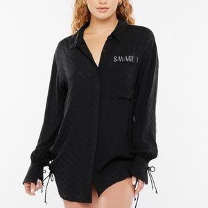 NWT Savage X Fenty Monogram Sleep Long-Sleeve Shirt